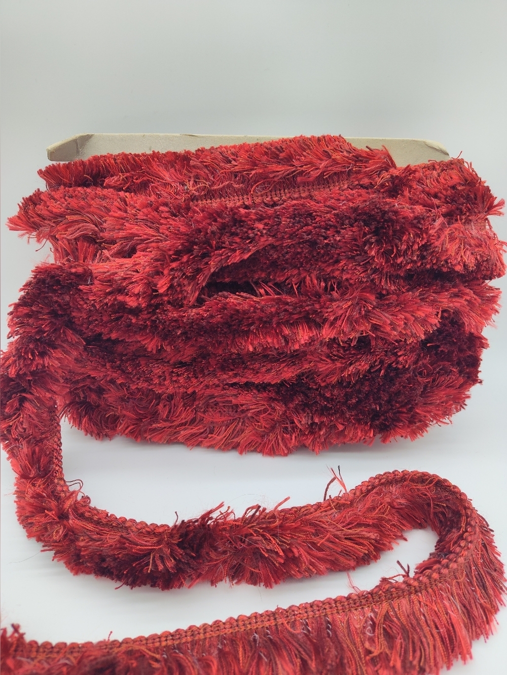 HOULÈS PARIS Vintage Red Brush Fringe Trim Five (5) Yards French Passementerie